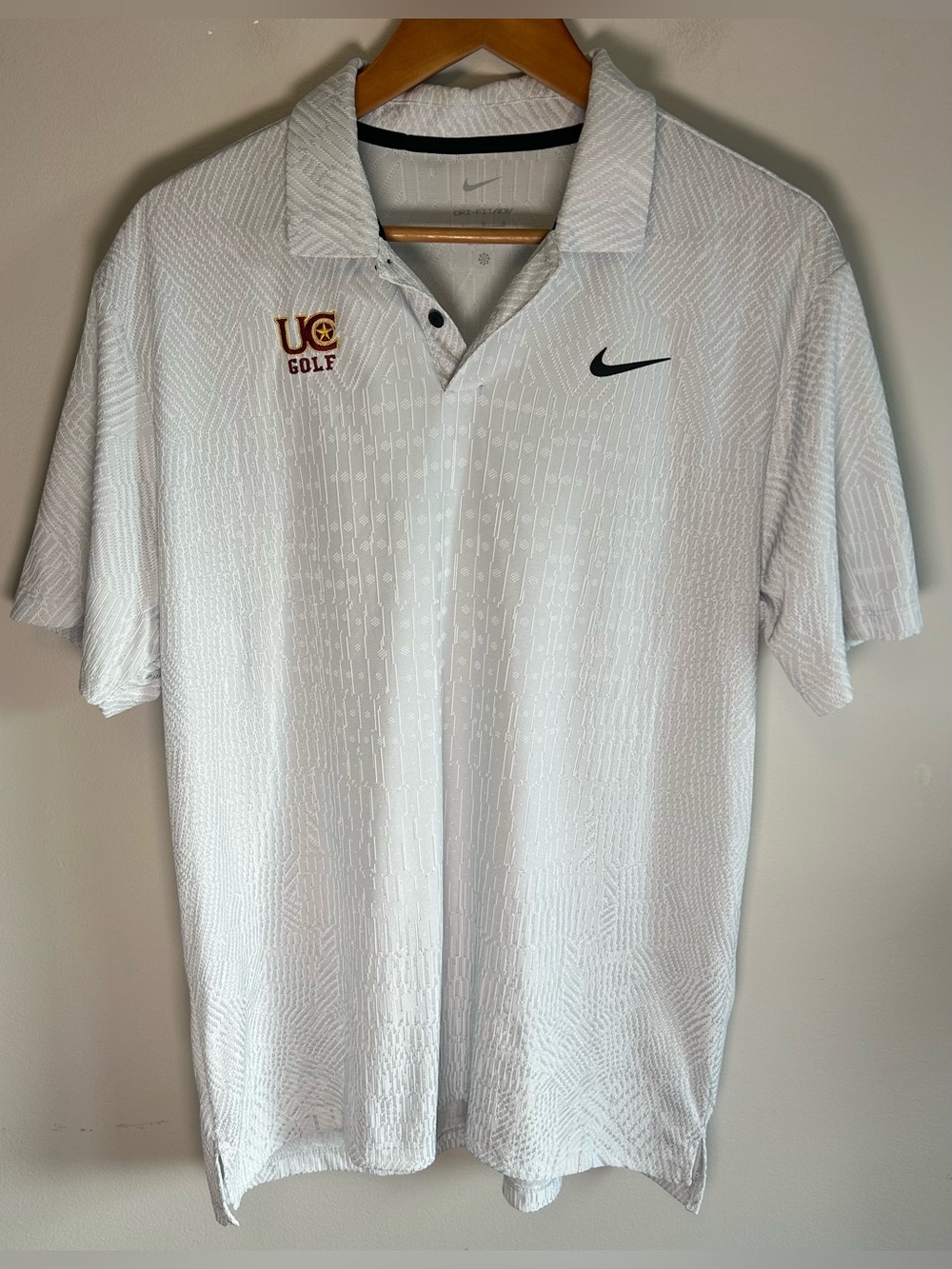 Nike Golf Shirt Polo Dri-Fit ADV Advantage Textured White Gray Size L UC Golf